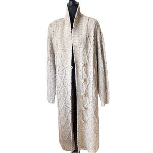 Liz Claiborne Cream Knit Long Coat